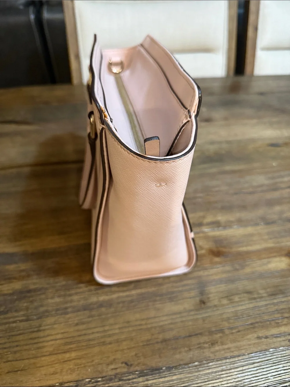 kate spade Blush Pink Leather Satchel with Bow Accent